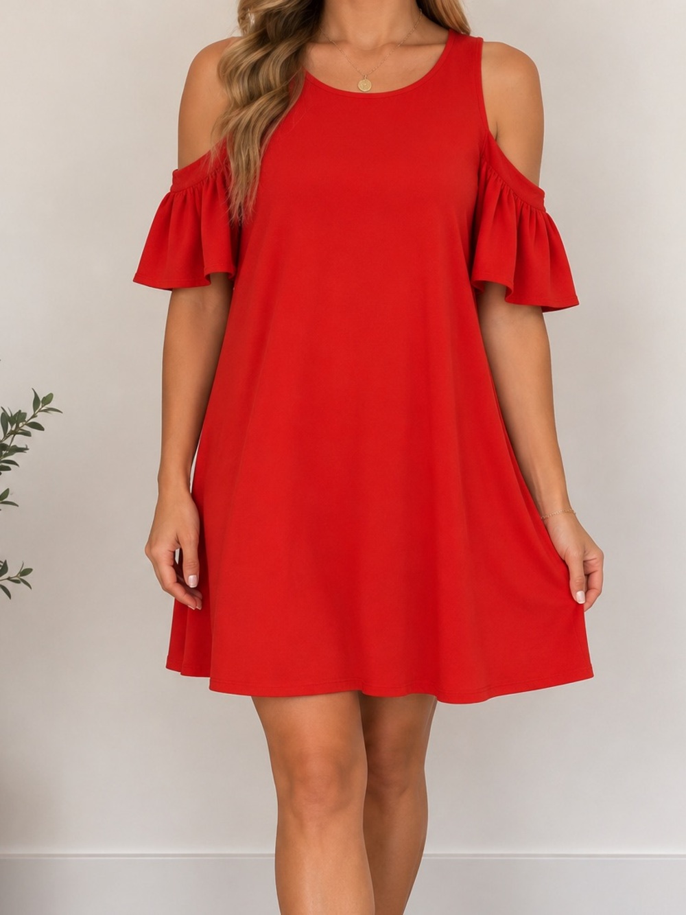 Red Cold-Shoulder Dress